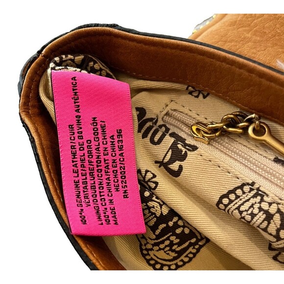 Vintage Y2K Tan Juicy Couture Leather Charms Mini Skeleton Key Purse Bag Clutch